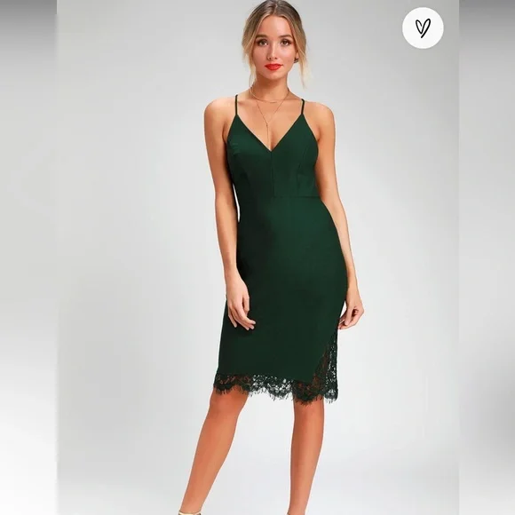 Lulu’s Emerald Green Lace Cocktail Dress - Picture 1 of 5